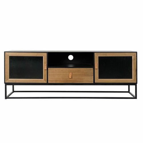 TV furniture DKD Home Decor Black Wood Metal Crystal (140 x 40 x 50