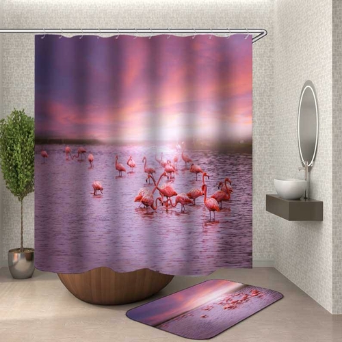 Flamingos In The Lake Shower Curtain