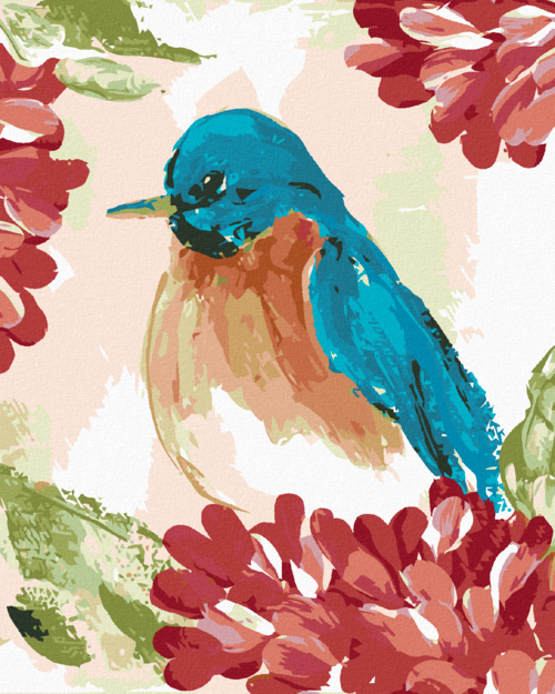 Paint by Numbers - BLUE BIRD IN FLOWERS (HALEY BUSH)