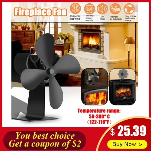 4 Blades Stove Fan Fireplaces Parts Heat Powered