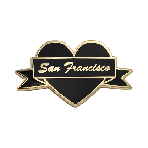 I Heart San Francisco – Black & Gold City  Pin