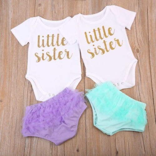 2PCS Baby Girls Clothes Short Sleeve Bodysuit