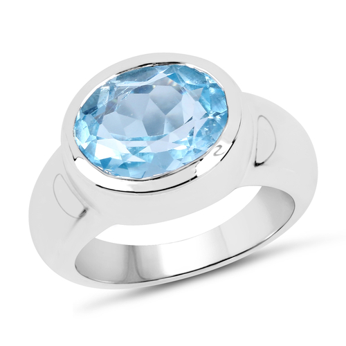 5.15 Carat Genuine Blue Topaz .925 Sterling Silver Ring