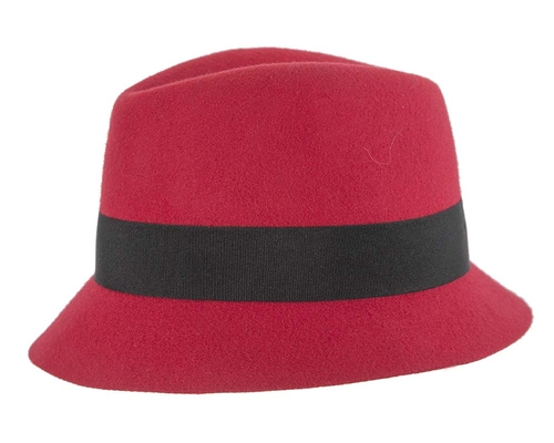 Red winter fashion trilby hat by Betmar NY