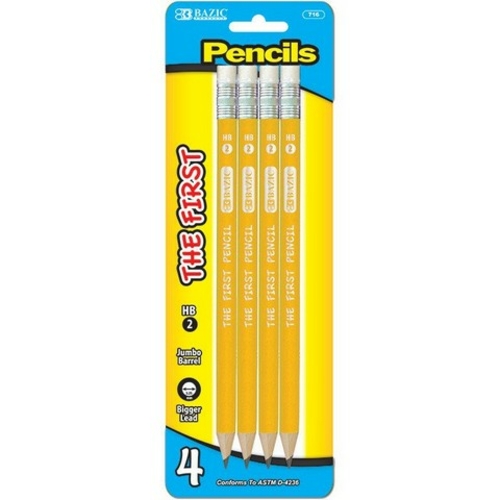 Bazic 716   #2 The First Jumbo Premium Yellow Pencil (4/pack) Case of 
