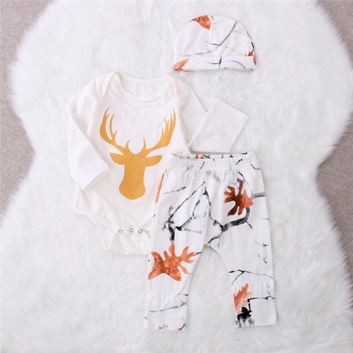 Newborn Xmas Clothes Set Baby Boy Girl Deer