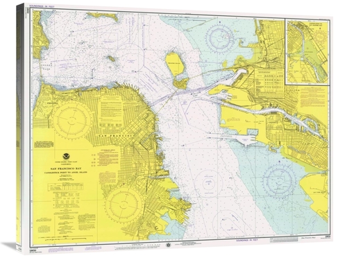 Global Gallery GCS-450529-36-142 36 in. Nautical Chart - San Francisco