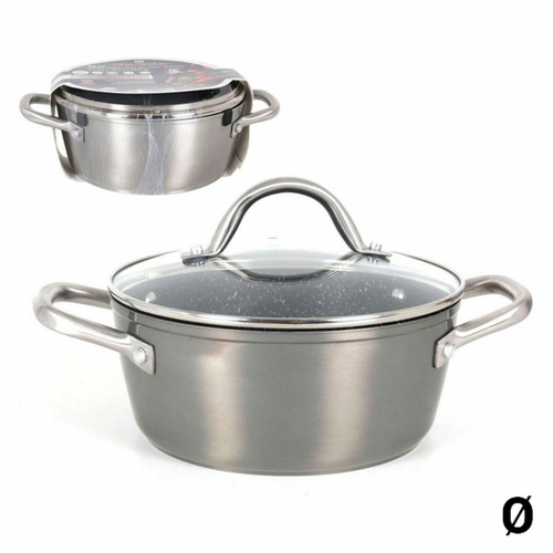 Casserole with glass lid Quttin Toughened aluminium Grey