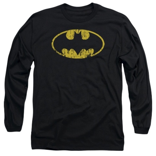 Trevco Batman-Classic Logo Distressed - Long Sleeve Adult 18-1 Tee - B