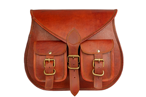 Handmade Leather Gypsy Bag With Two Pockets.