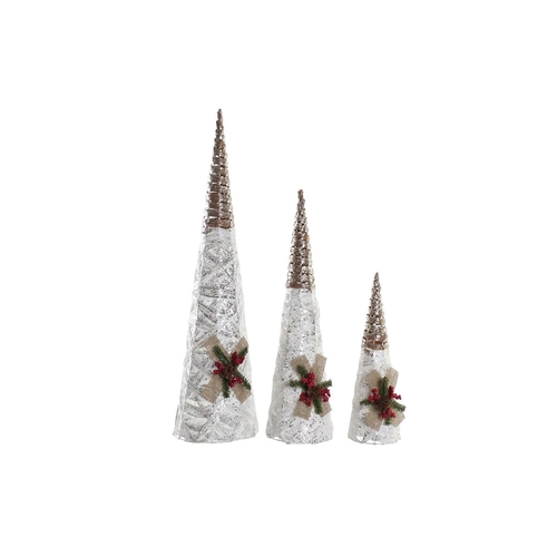 Cones DKD Home Decor Christmas White Natural Silver 20 x 20 x 80 cm (3