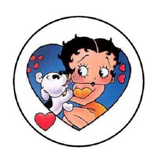 3 Inch Cloth Patch Betty-Boop-And-Dog-With-Hearts