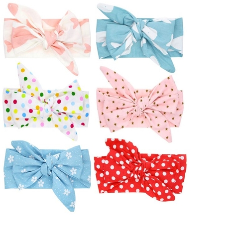 6pcs Baby Girl Lovely Bow Headband Polka Dot