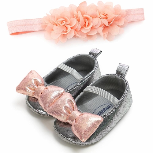 Cute Baby Girls Princess Shoes with Headband