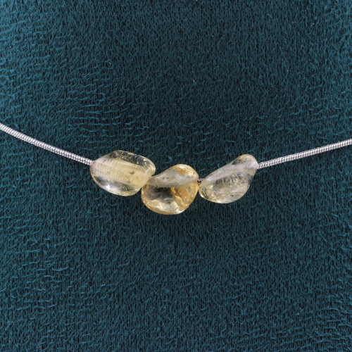 Citrine from Brazil 3 beads necklace.
