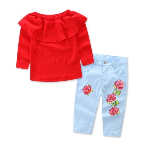 2PCS Toddler Kids Baby Girls Clothes Set Outfits