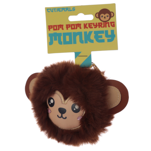 Fun Collectable Pom Pom Keyring - Cutiemals Monkey