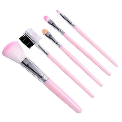 Makeup Brush Set, Pink, Set of 5