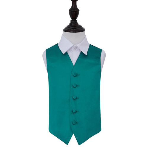 Plain Satin Waistcoat - Boys - Teal, 28'