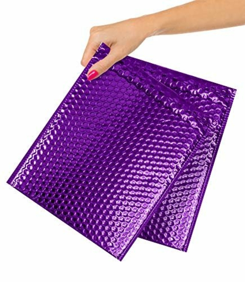 Pack of 10 Purple Metallic Bubble Mailers 8x11. Purple Padded