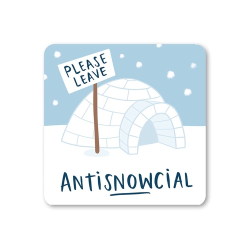 Antisnowcial Funny Christmas Coaster (Pack of 6)