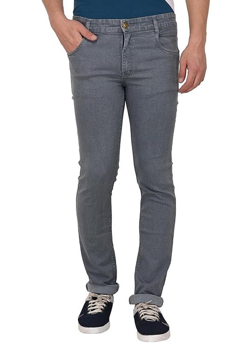 Men's Regular Fit Stretch Jeans (Size-L) (Color-LIGHT GREY)