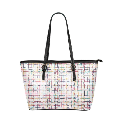 Large Leather Tote Shoulder Bag - Tote Bagswhite Colorful Stripes