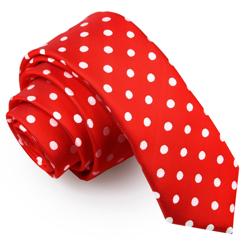 Polka Dot Skinny Tie - Red