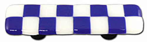 Hot Knobs HK7004-PA Cobalt Blue & White Rectangle Glass Cabinet Pull -
