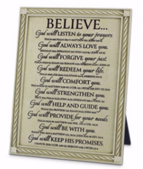 Lighthouse Christian Products 163031 6 x 8 in. Plaque - Believe No. 45