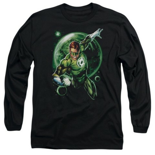 Trevco Green Lantern-Galaxy Glow Long Sleeve Adult 18-1 Tee, Black