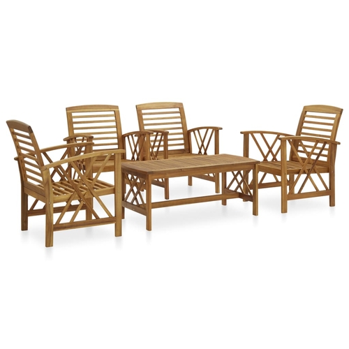5 Piece Garden Lounge Set with Cushions Solid Acacia Wood