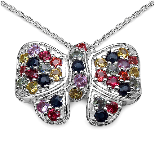 1.75 Carat Genuine Sapphire .925 Sterling Silver Pendant