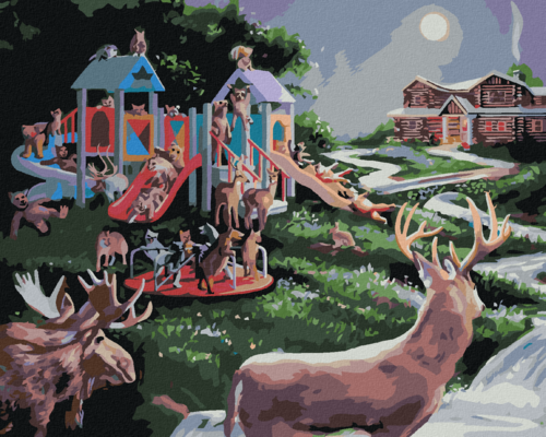 Zuty - Paint by Numbers - ANIMALS IN THE PLAYGROUND (D. RUSTY RUST),