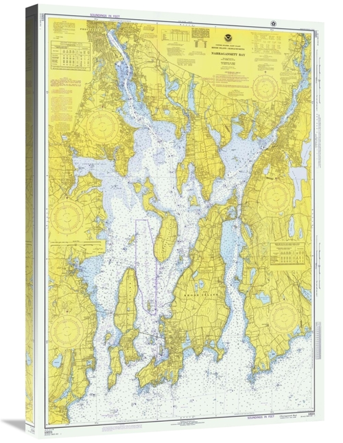 Global Gallery GCS-450523-30-142 30 in. Nautical Chart - Narragansett 