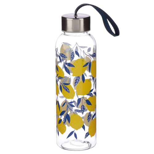 Fun Lemon Print Design 500ml Bottle with Metallic Lid