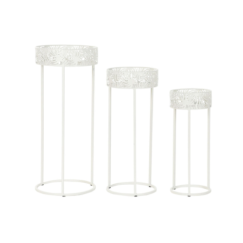 Set of pots DKD Home Decor Metal White Tropical Leaf of a plant (30 x