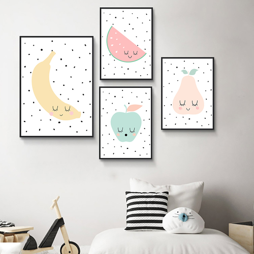 Fruit Watermelon Banana Wall Art Print Canvas