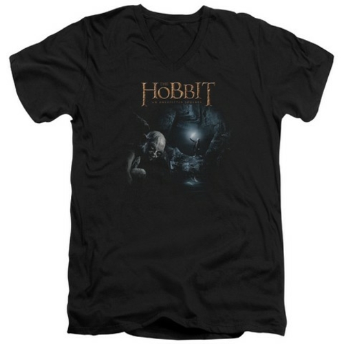 Trevco The Hobbit-Light Short Sleeve Adult V-Neck 30-1 Tee- Black - 2X