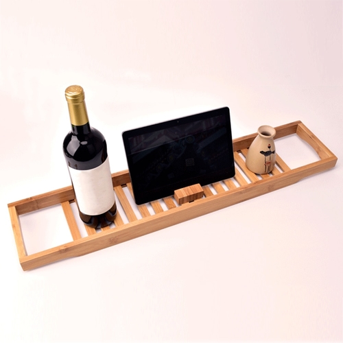 Bamboo Nonslip Bathtub Caddy Tray Adjustable Bath