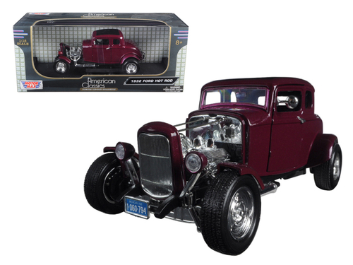 1932 Ford Coupe Burgundy \Timeless Classics\" 1/18 Diecast Model Car