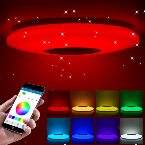 UK Warehouse 60W RGB Dimmable Music Ceiling Lamp with Remote APP