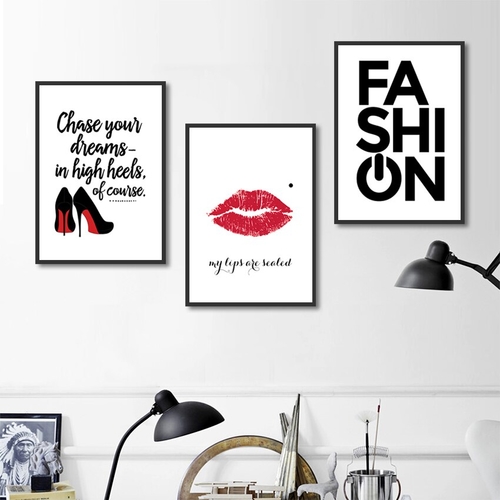 Red Lip Posters High Heels Girls Room