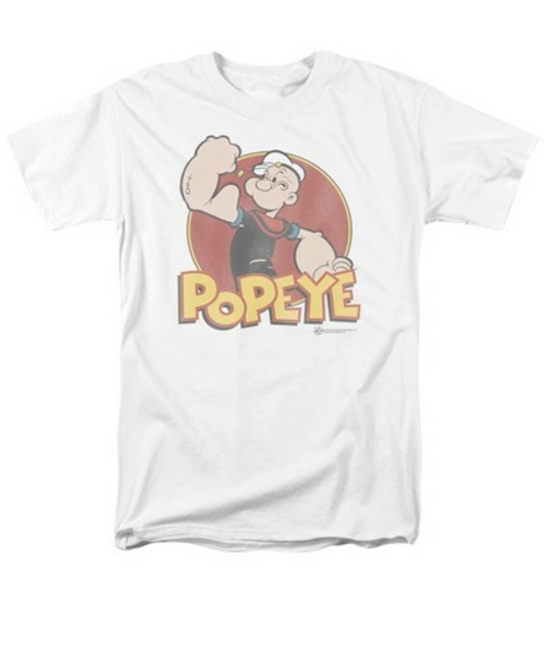 Trevco Popeye-Retro Ring Short Sleeve Adult 18-1 Tee, White - XL