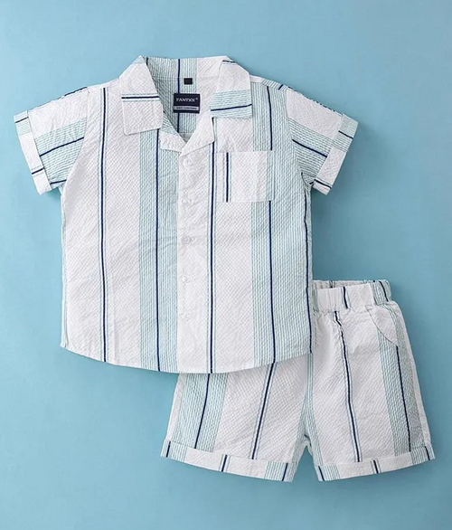 Half Sleeves Stylish Striped Shirt & Shorts Set (Size-4-5YEAR)