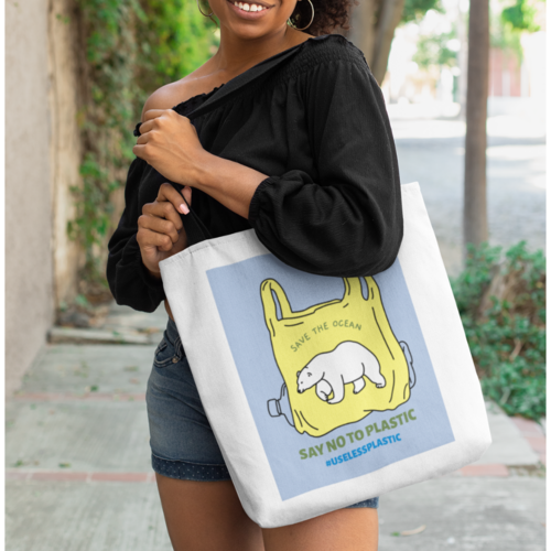 Polar bear earth tote bag