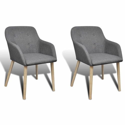 Dining Chairs 4 pcs Dark Gray Fabric and Solid Oak Wood