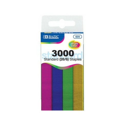 Bazic 609 3000 Ct. Standard (26/6) Metallic Color Staples Case of 24