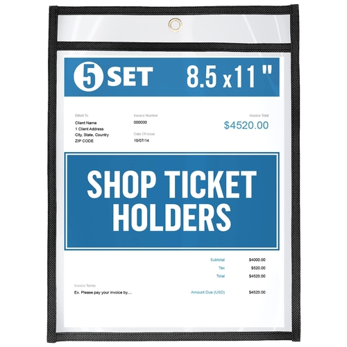 5 Pack Job Ticket Holders 8.5x11 Dry Erase Shop Holder Order Pockets