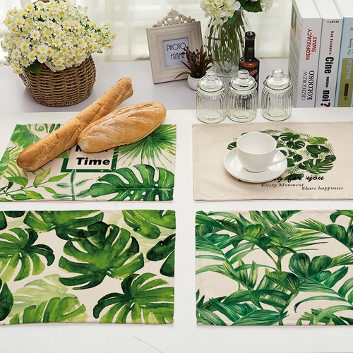 Green Plant Printed Polyester Placemat Heat